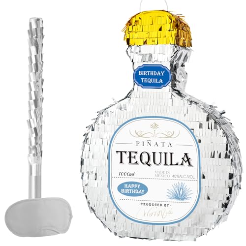 WERNNSAI Tequila Flasche Pinata - Tequila Cheers Party Pinata mit Augenbinde und Stick Spiel für Erwachsene Party Dekoration Supplies für Frauen Männer Geburtstag Jahrestag Hochzeit Bachelor Neujahr von WERNNSAI