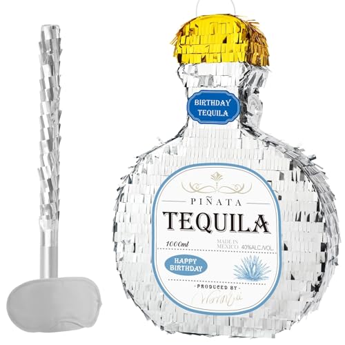 WERNNSAI Tequila Flaschen Piñata – Tequila Cheers Party Piñata mit Augenbinde und Stockspiel für Erwachsene Party Dekorationszubehör für Frauen und Männer Geburtstag Jahrestag Junggesellenabschied von WERNNSAI