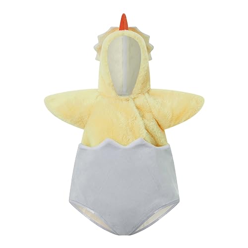 WERNZATT-Baby Jungen Mädchen Huhn Kostüm kurze Ärmel Snap Up Plüsch Strampler Neugeborenes Huhn Ei Kostüm Kleinkind Kleidung (Light Yellow, 12-18 Months) von WERNZATT