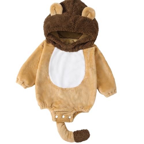 WERNZATT-Baby Jungen Mädchen Tierkostüm Halloween Strampler Weihnachten Outfit Mit Kapuze Langarm Party Cosplay Kostüm Jumpsuit (Khaki, Newborn) von WERNZATT