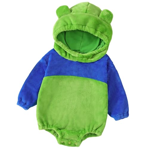 WERNZATT-Baby Karneval Bodysuit Langarm mit Kapuze Tier Bodysuit Tier verkleiden Baby Karneval Kostüm (Green, 1-3 Months) von WERNZATT