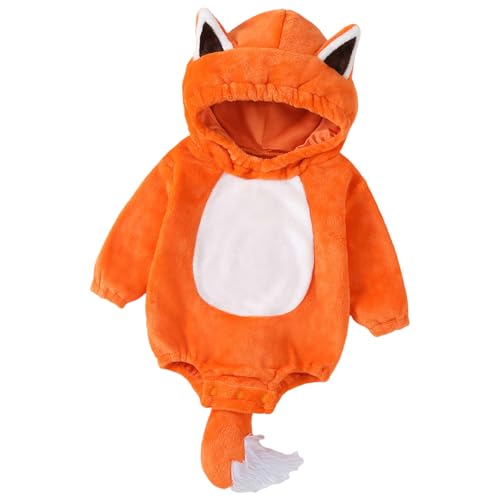 WERNZATT-Baby Karneval Bodysuit Langarm mit Kapuze Tier Bodysuit Tier verkleiden Baby Karneval Kostüm (Orange, 18-24 Months) von WERNZATT