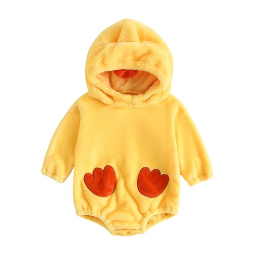 WERNZATT-Baby Karneval Bodysuit Langarm mit Kapuze Tier Bodysuit Tier verkleiden Baby Karneval Kostüm (Yellow, 18-24 Months) von WERNZATT