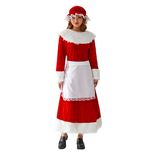 WERNZATT Damen-Kostüm, Weihnachtsmann-Kostüm, Dienstmädchen, Oma, Cosplay-Kostüm, Fasching, Halloween, Urlaub, Party-Outfits (Dienstmädchen, Oma A, L) von WERNZATT