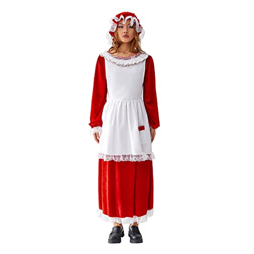 WERNZATT Damen-Kostüm, Weihnachtsmann-Kostüm, Dienstmädchen, Oma, Cosplay-Kostüm, Fasching, Halloween, Urlaub, Party-Outfits (Dienstmädchen, Oma C, L) von WERNZATT