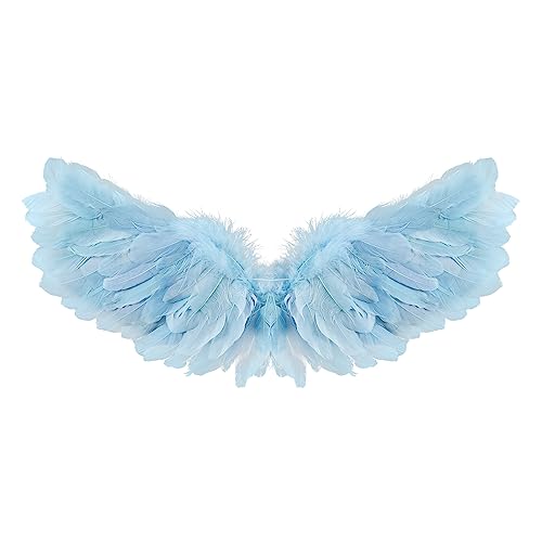 WERNZATT Federflügel, Feenflügel, Bühnenshow, Halloween-Kostüm, Engelsflügel, Prinzessinnen-Party, Cosplay-Zubehör (blau, 65 x 35 cm) von WERNZATT