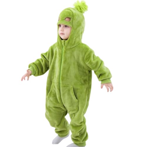 WERNZATT Kleinkind Baby Jungen Mädchen Weihnachten Outfit Grünes Monster Kostüm Pelzbesatz Langarm Strampler Cosplay Party Kleidung (Grün Weihnachten Einteiler Jumpsuit, 3-6 Monate) von WERNZATT