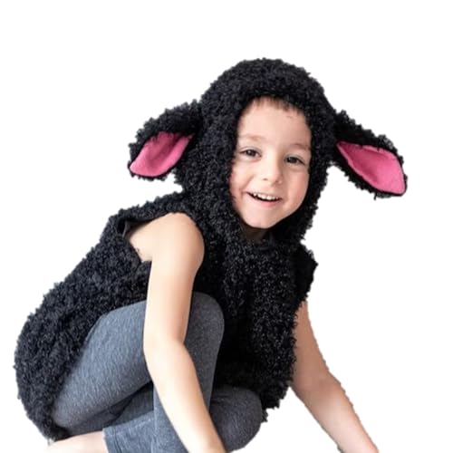 WERNZATT-Kleinkind Halloween Tier Kostüm Niedliche Kuh Lamm Hase Wal Kostüm Baby Strampler Cosplay Outfit (Black, 5-6 Years) von WERNZATT