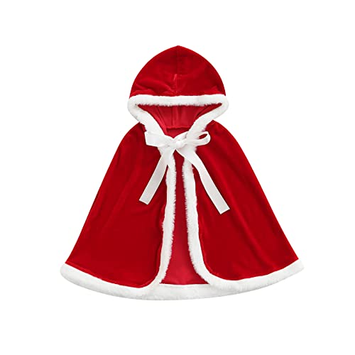 WERNZATT-Kleinkind Umhang mit Kapuze,Soft Warm Velvet Cape Dress-up Kostüm Halloween Weihnachten Karneval Cosplay Kleidung (Red, 5-6 Years) von WERNZATT