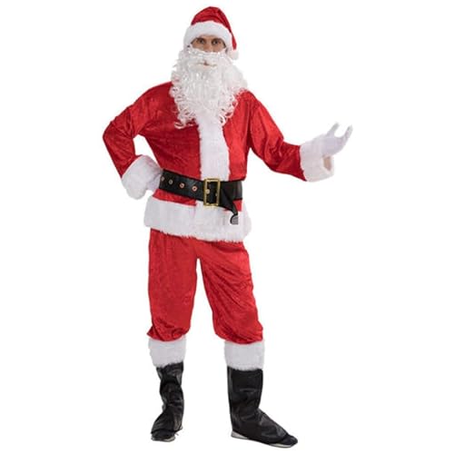 WERNZATT Weihnachtsmann-Kostüm, Samt, Weihnachtsmann-Anzug, Deluxe-grünes Monster-Kostüm, Weihnachten, Halloween, Rave, Cosplay, Party-Outfit (Erwachsene, Rot, A, L) von WERNZATT