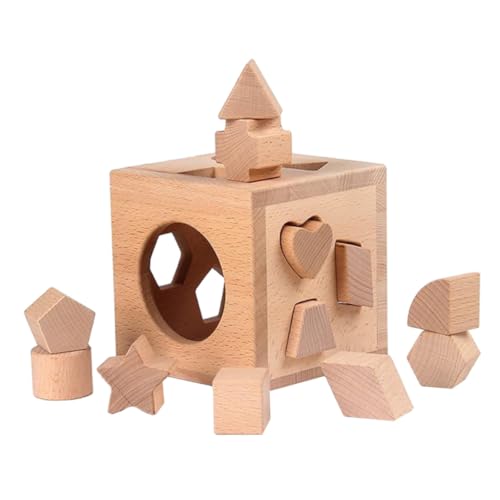 WESIEVYA 1 Satz Form-Puzzle-Box Kinder Tylonal Form-Puzzle-Spiel Formblockspielzeug Lernspielzeug Zum Sortieren Spielzeug Zum Stapeln Im Vorschulalter Shape-sortierer-würfel Holz von WESIEVYA