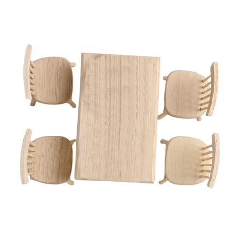 WESIEVYA 1 Satz Modell Tisch Und Stuhl Modell Für Puppenstubenmöbel Miniatur-handwerksmöbel Spielzeug Miniaturtisch Mini- Heimdekoration 1/12 Mini-puppenhausmöbel Beige Hölzern von WESIEVYA