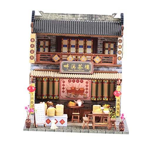 1Stk China Chinois Tea House Modell eines Teehauses Chinesischer Stil Modellbau Montagehaus Miniatur-Haushandwerk Spielzeug handwerkliche Verzierung Hausmodell selber Bauen Papier WESIEVYA von WESIEVYA