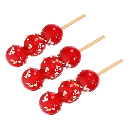 3st Kandiertes Haws-Modell Chinesisches Spielessen Gefälschte Kandierte Haws Künstliche Kandierte Haws Miniatur-kürbisspieße Dessert-Spielzeug Bingtanghulu-Spielzeug PVC Rot WESIEVYA von WESIEVYA