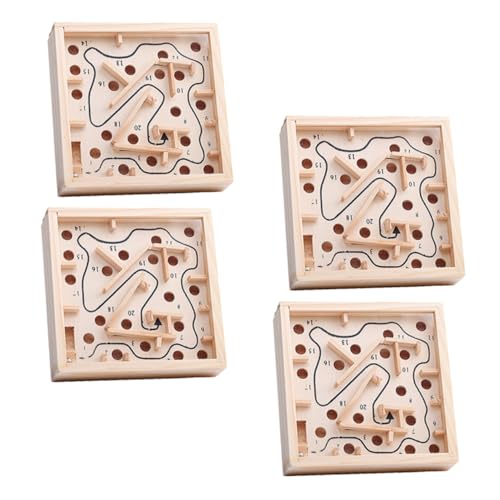 4 Stück Palmenlabyrinth 3D-Puzzle-Spielzeug Handheld-Labyrinth-Spiel Gedankenrätsel Kinder Denksportaufgaben Rätsel Labyrinth-Puzzle-Spiel Schwierige Rätsel Hölzern Beige WESIEVYA von WESIEVYA