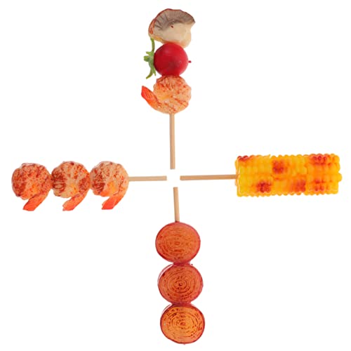 4 Stück Simulierte Grillspieße -Modell simuliertes Grillgut Restaurant-Display-Requisiten simuliertes Essen gefälschtes Essen Spielzeug Rollenspielmodell Grillgutmodelle PVC WESIEVYA von WESIEVYA