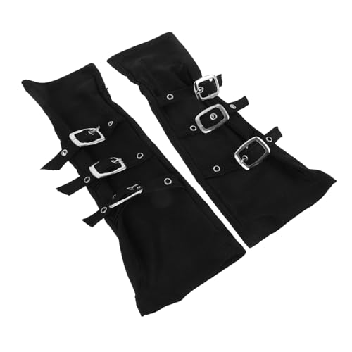 WESIEVYA 1 Paar Halloween-Armband Halloween-Cosplay-Stütze Stiefelabdeckungen Kostüm Piraten-Stiefelabdeckungen Wikinger Handgelenkschutz Party Cosplay Armschiene Armschutz Stoff Black von WESIEVYA