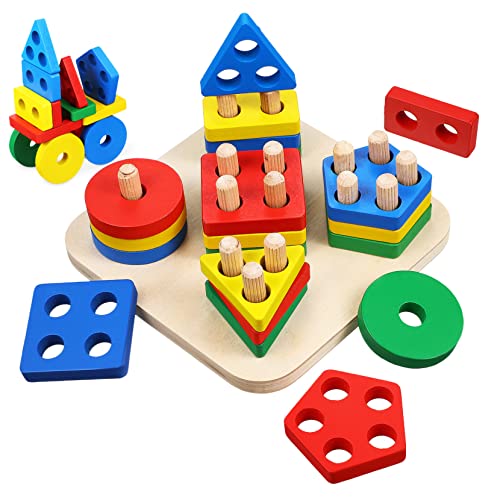 WESIEVYA 1 Satz Blöcke spielsachen für Kinder Educational Toys Sortierspielzeug Sortieren und Stapeln von Spielzeug Puzzles Spielzeug Sortier- und Stapelrätsel Spielzeuge. Puzzles hölzern von WESIEVYA