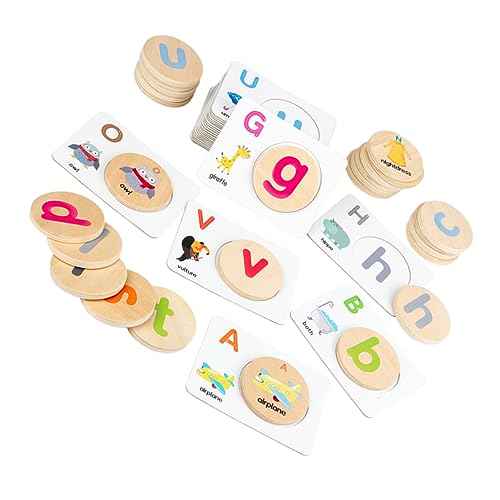 WESIEVYA 1 Satz Buchstabenpaarung Brief Passende Karten Lernspielzeug Für Kinder Pädagogisches Spielzeug Holz Passendes Spielzeug Eltern-Kind-spielangebot Worte Kognitives Spielzeug Hölzern von WESIEVYA