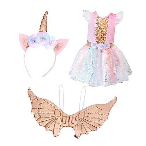 WESIEVYA 1 Satz Einhorn Kostüm Kinderprinzessin Kostümzubehör Einhorn Verkleiden Kostüm Mädchen Outfits Regenbogen-tutu-kleid Einhorn Puffrock Einhorn Stirnband Polyester (polyester) von WESIEVYA