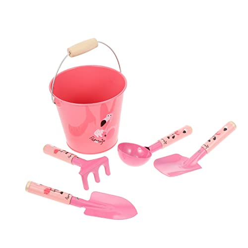 WESIEVYA 1 Satz Gartengeräte für Kinder Strandsand Kinder Pflanzen Spielzeug Mini-Gartenrechen Kinder Strandspielzeug Kinder gartenwerkzeug Gartenspielzeug Eimer für Sandspielzeug Holz Rosa von WESIEVYA