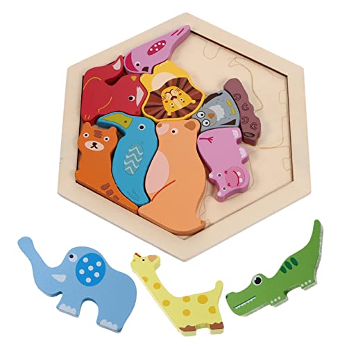 WESIEVYA 1 Satz Holzblock Spielzeug Für Jungen Ab 1 Jahr Jungenspielzeug Wildtier-Puzzle-Kind Junge Spielzeug Tier Puzzles Kind Tierisches Rätsel Tier-Matching-Puzzle Colorful Hölzern von WESIEVYA