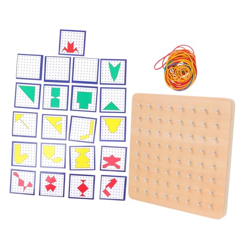 WESIEVYA 1 Satz Holzspielzeug Gehirnspielzeug grafisches Geoboard Kinderspielzeug Spielzeug für Kinder Kid Toys Lernwerkzeuge für geometrische Formen kreatives Geoboard hölzern Colorful von WESIEVYA