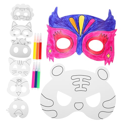 WESIEVYA 1 Satz Leere Maske ausmalen leere Gesichtsmaske Maskenbau-Kit Tiermasken für Kinder Masken verkleiden DIY-Graffiti-Masken halloween masken halloweenmaske DIY-Masken DIY-Papiermaske von WESIEVYA