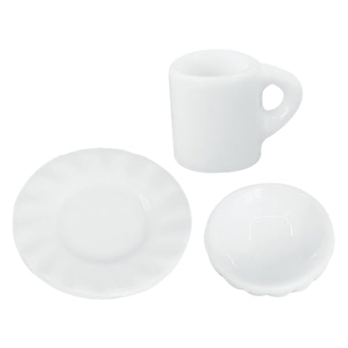 WESIEVYA 1 Satz Mini-küchenutensilien Mini-kaffeemaschine Kaffeetassen Mit Deckel Teetasse Und Untertasse Große Teetasse Kaffeetassen Aus Knochenporzellan Becher Verschütten Weiß Harz von WESIEVYA