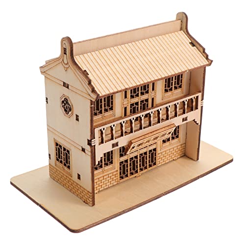 WESIEVYA 1 Satz Modell aus Holz Kinder Puzzle kinderpuzzle Kid Toys Simulationsgebäudemodell holzpuzzles DIY-Modelle für öffentliche Häuser Holz-DIY-Uhrwerk-Restaurantmodelle Plastik Brown von WESIEVYA