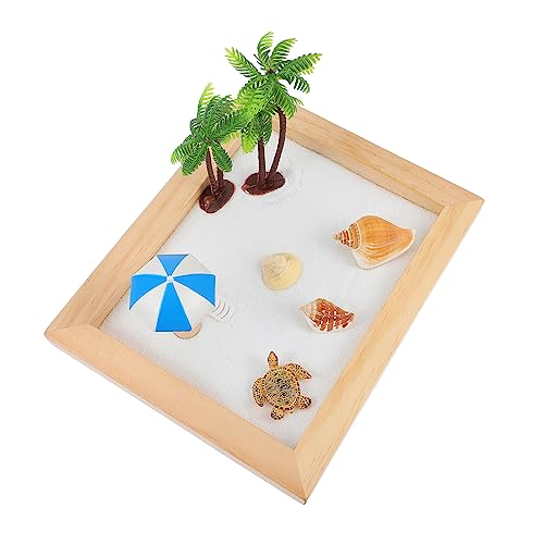 WESIEVYA 1 Satz Ocean Sand Tischdekoration Mini-Strand-Zen-Garten -dekor Miniatur-ozeangarten-sandspielzeug Japanischer Sandgartenbausatz Ozeanszenen-sandtisch Hölzern von WESIEVYA