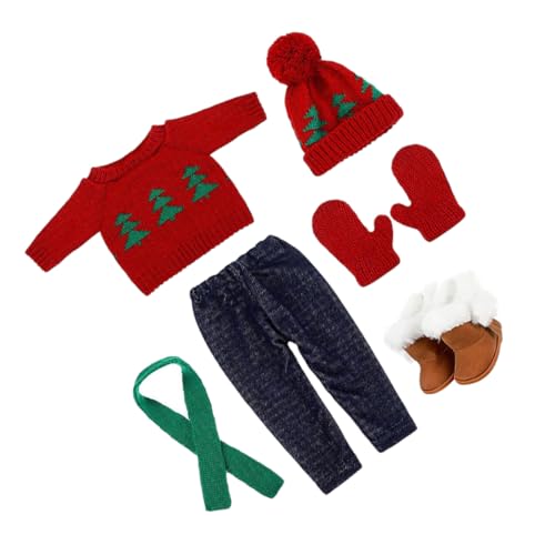 WESIEVYA 1 Satz Puppe Weihnachtskostüm Weihnachtsbaum-Pullover Weihnachtsmann-Kleidung Puppenkleidung Festliche Kleidung 18-Zoll-Puppen-Weihnachtsoutfit schönes Puppenkostüm Baumwolle von WESIEVYA