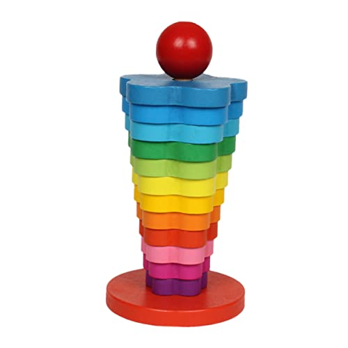 WESIEVYA 1 Satz Regenbogenturm Regenbogen Stapelringe Kinder spielset interaktive Spiele interaktives Spielzeug Kid Toys Kinder stapeln Spielzeug Früherziehungsspielzeug hölzern von WESIEVYA