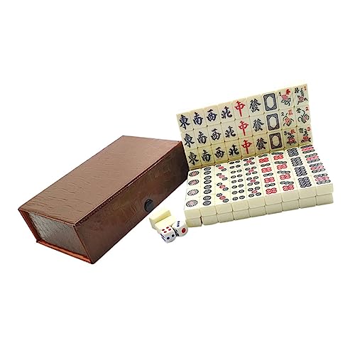 WESIEVYA 1 Satz Reise Freizeit Mahjong Mini-Mahjong-Spiel Mahjong-Fliesen Traditionelles Mahjong Mahjongg Tragbares Mahjong-Set Mahjong-Spielzeug Freizeitspiel Spielzeug Party-Mahjong Acryl von WESIEVYA