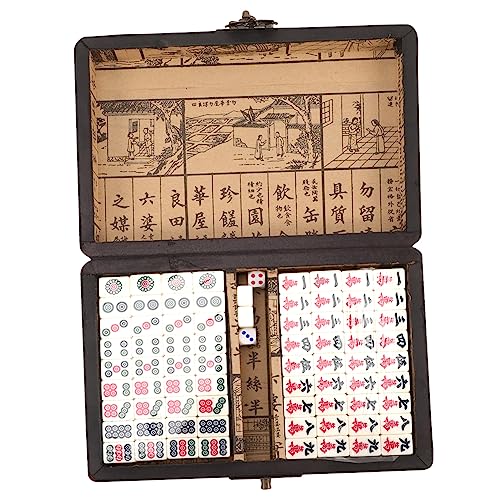 WESIEVYA 1 Satz Reise-Mahjong Ludo-Spiel Spiele Geheimes Brettspiel Automatischer Mahjong-Tisch Magnetschach Karte Familienbrettspiel Party-Mahjong-kit Interessantes Mahjong-kit Holz von WESIEVYA