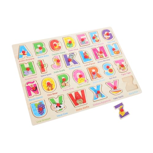 WESIEVYA 1 Satz Spanisches Puzzle Spanisches Rätsel Kinderspielzeug Lernpuzzle Für Kleinkinder Puzzle-Spielzeug Passendes Spielzeug Für Vorschulkinder Kleinkind Spielzeug Alphabettafel Holz von WESIEVYA