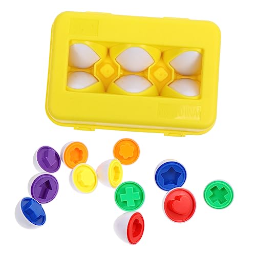 WESIEVYA 1 Satz Spielzeugeier Kinder deko Kinder Puzzle kindergeschenke Farblernspielzeug Lernspielzeug für Kinder kognitives Spielzeug Formen Früherziehungsinstrument Plastik Yellow von WESIEVYA