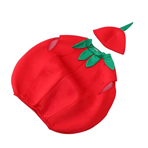 WESIEVYA 1 Satz Tomate Kinderkleidung Kostümparty Kostüme Kleinkindermützen hallowennkostüme kinder faschingskostüme kinder Obst-Gemüse-Kostüm-Kit für Kinder Festival-Cosplay-Kostüme Tuch von WESIEVYA