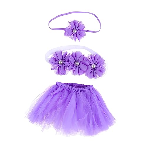 WESIEVYA 1 Satz Tutu Rock Dreiteiliges Set Kinderanzug Kleider Für Babymädchen Stirnbänder Für Kinder Anzug Für Kinder Kreative Babykleidung Tutu-rock Für Babymädchen Kleine Acryl Lavender von WESIEVYA