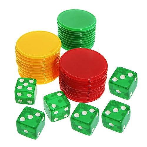 WESIEVYA 1 Satz Würfel-Chip-Set Leere Würfel Farbzählchip Leere Chipkarte 6-seitiger Spielwürfel unterhaltungsspiele Spiele für draußen Toy Würfelspiel tragbare Pokerchips Kunststoff Acryl von WESIEVYA