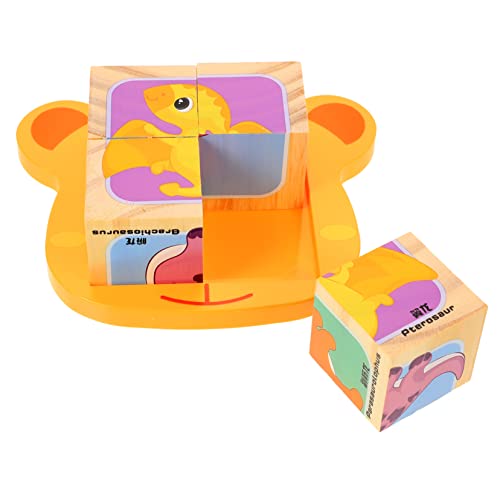 WESIEVYA 1 Satz Zauberwürfel-Puzzle Holzspielzeug Puzzle Lernspielzeug Children Toys kinderpuzzle Toys Tierdesign-Blockspielzeug Cartoon-Dinosaurier-Rätsel lustiges Blockpuzzle von WESIEVYA