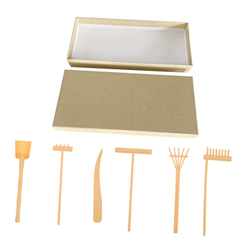 WESIEVYA 1 Satz Zen-Sandrechen-Set gelber Anzug Mini-Zen-Gartenrechen Mini-Gartenschaufel spaß witzige Zen-Gartenrechen-Kit Werkzeug zum Zeichnen von Sand Plastik Yellow von WESIEVYA