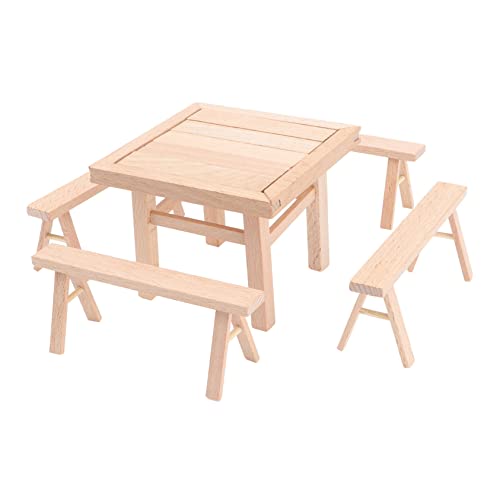 WESIEVYA 1 Satz Zusammengebaute Holztische Und Stühle Kindermöbel Lernspielzeug Für Kinder Stuhlspielzeug Zerlegen Miniaturornament Puppenhaus-Miniatur-Ornament Kinderpuzzle Hölzern von WESIEVYA