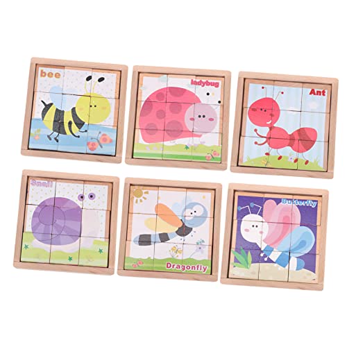 WESIEVYA 1 Satz sechsseitige Malbausteine Kleinkindspielzeug Puzzle-Montessori-Spielzeug Kinderspielzeug Spielzeug stapeln Kinder Puzzle rätselbuch Kinder Kinderpuzzle Lernspielzeug Holz von WESIEVYA