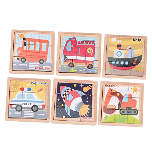 WESIEVYA 1 Satz sechsseitige Malbausteine Puzzles für Kinder Stapelspielzeug Puzzle-Montessori-Spielzeug Kinderpuzzle Kinder Puzzle rätselbuch Kinder Puzzle-Block Cartoon-Rätsel Holz von WESIEVYA