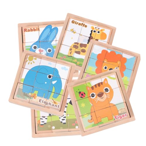 WESIEVYA 1 Satz sechsseitige Malbausteine Stapelspielzeug Cartoon-Puzzle Kindergarten Sortierrätsel Lernspielzeug Kinder Puzzle rätselbuch Kinder kreatives Rätsel Lernpuzzles aus Holz von WESIEVYA