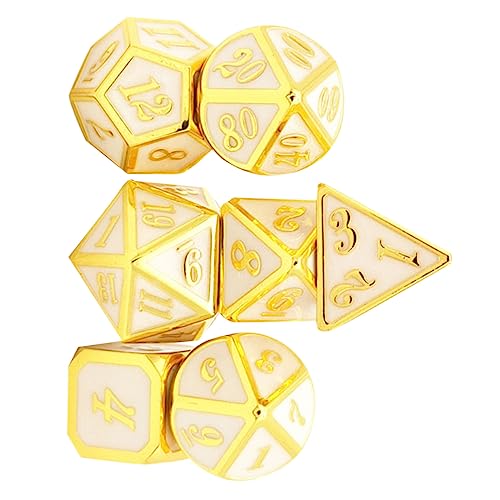 WESIEVYA 1 Set 7 Stück Metallwürfel Partyspiel Facettierte Würfel 7 Stück Würfelspiel RPG Spiele Würfel Polyedrische Würfel Legierungswürfel Unterhaltungswürfel Brettspiele Mdice Golden von WESIEVYA