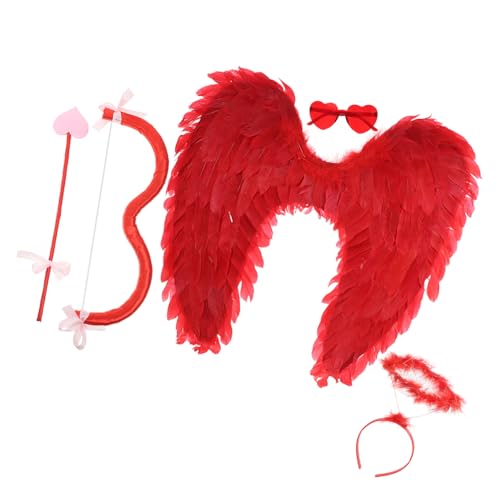 WESIEVYA 1 Set Engel Amor Kostüm Valentinstag Amor Set Kinder Bogen Stirnband Engelsflügel Und Glas Halloween Cosplay Fotografie Requisite Für Junge Mädchen von WESIEVYA