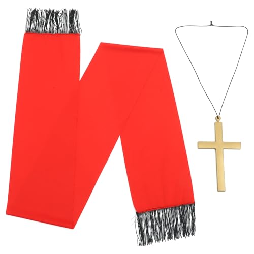 WESIEVYA 1 Set Halloween Requisiten Priester Nonne Priester Schal Kreuz Set Cosplay Priester Kleidung Nonnen Kreuz Anhänger Nonnenkostüm Priester Kostüm Requisite Kreuz Charm Priester von WESIEVYA