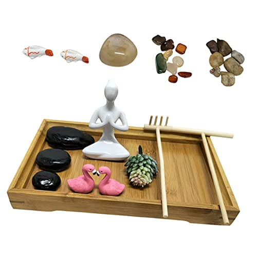 WESIEVYA 1 Set Japanischer Mini Zen Garden Decoration Kit Home Office Desktop Zen Dekoration von WESIEVYA